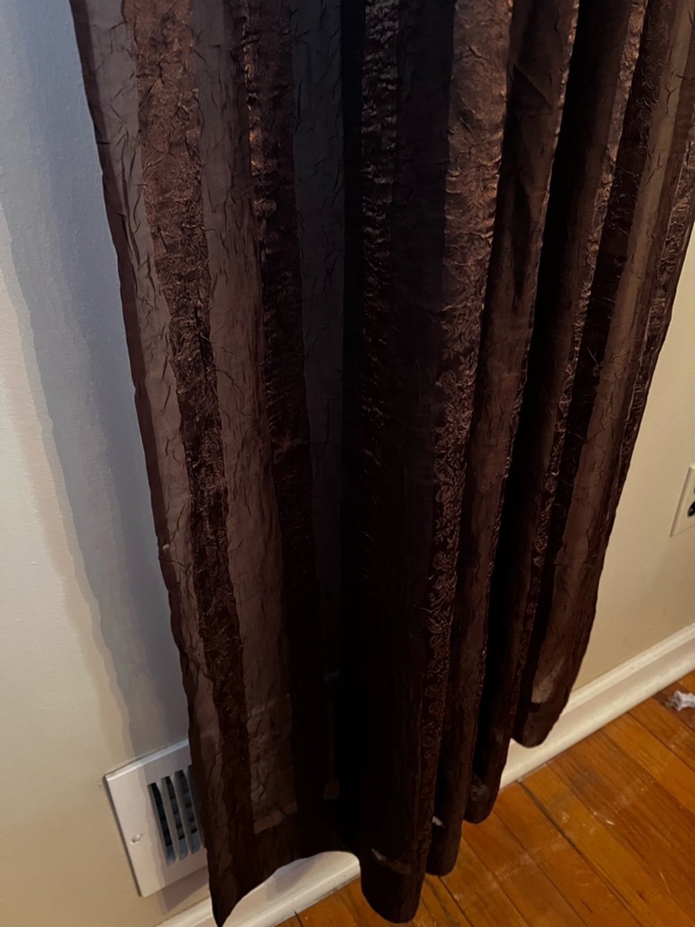 Brown Bronze metallic Striped Crepe Sheer 51” X 84” curtains Window One Panel